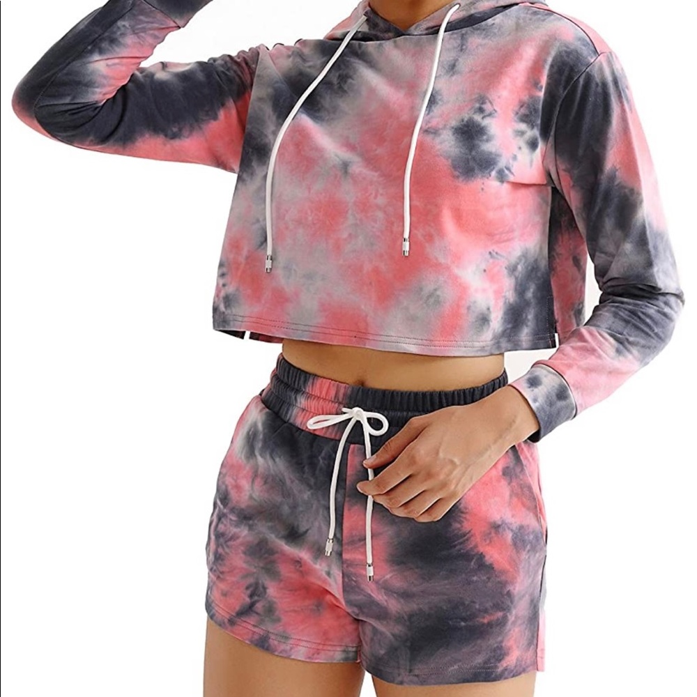 Cotton Tie Dye Short and Sweater Lounge Set